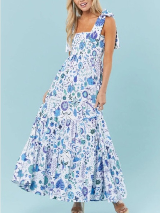 Sheridan French Dresses & Skirts - Sheridan French stunning Cotton Floral Kelly Tiered Maxi Dress - Medium